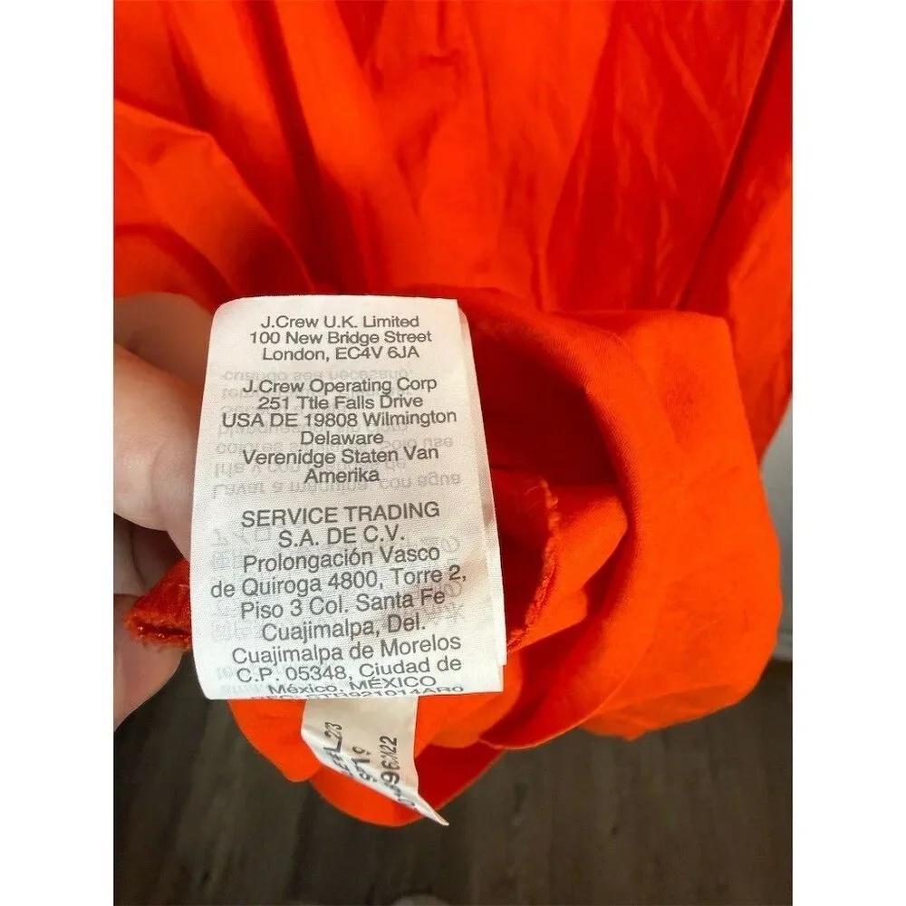 J. by J.Crew Dress Womens Size 00 Orange Sleeveless Wrap Midi Tie Waist